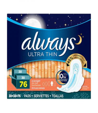 Always Ultra Thin Overnight Pads, 2-pack
