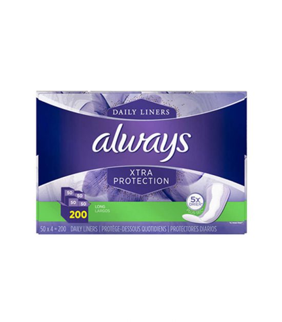 Always Dailies Xtra Protection Regular Unscented Panti liners, 200-count