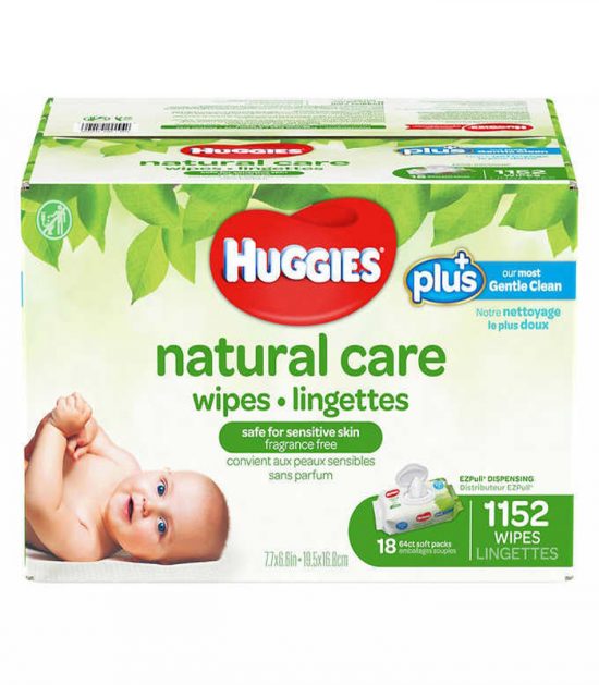Huggies Natural Care Plus Wipes, 18-pack of 64